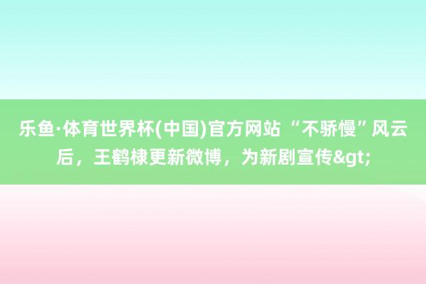 乐鱼·体育世界杯(中国)官方网站 “不骄慢”风云后，王鹤棣更新微博，为新剧宣传>