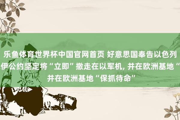 乐鱼体育世界杯中国官网首页 好意思国奉告以色列, 若好意思伊公约坚定将“立即”撤走在以军机, 并在欧洲基地“保抓待命”