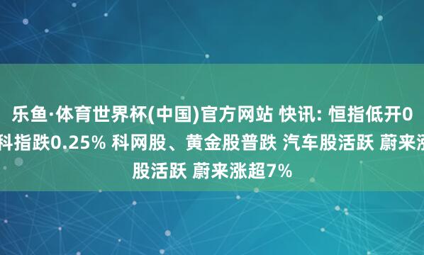 乐鱼·体育世界杯(中国)官方网站 快讯: 恒指低开0.39% 科指跌0.25% 科网股、黄金股普跌 汽车股活跃 蔚来涨超7%