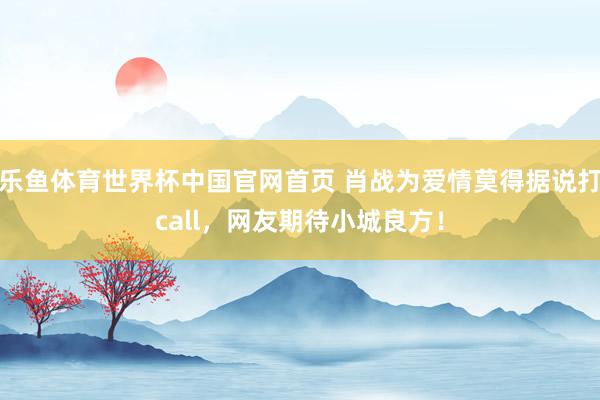 乐鱼体育世界杯中国官网首页 肖战为爱情莫得据说打call，网友期待小城良方！