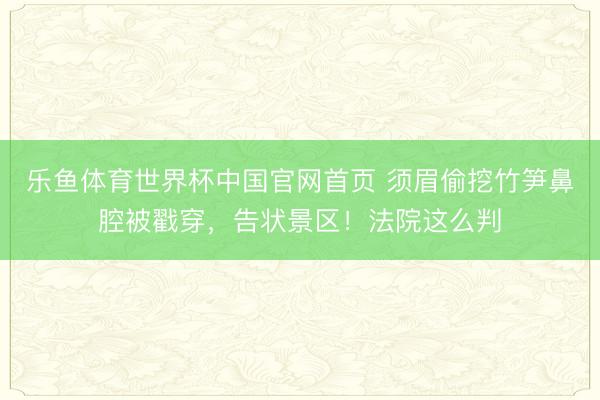 乐鱼体育世界杯中国官网首页 须眉偷挖竹笋鼻腔被戳穿,告状景区!法院这么判
