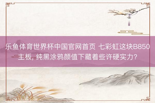 乐鱼体育世界杯中国官网首页 七彩虹这块B850主板, 纯黑涂鸦颜值下藏着些许硬实力?